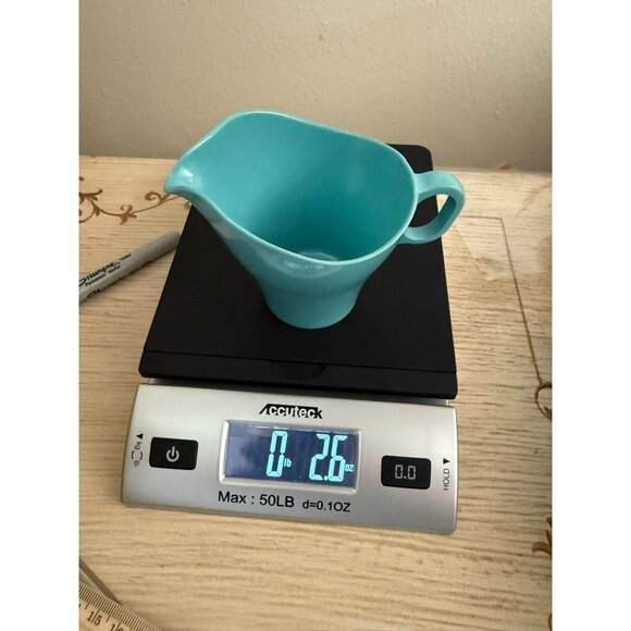 Vintage Mid Century Somerset Aqua Creamer Pitcher Boonton NJ USA 1950s 5 In Tall - Picture 10 of 11